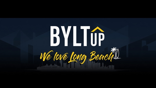 BYLTup logo with We Love Long Beach and backdrop images of Long Beach landmarks